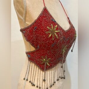 Embroidered beaded Y2K belly dance vintage top